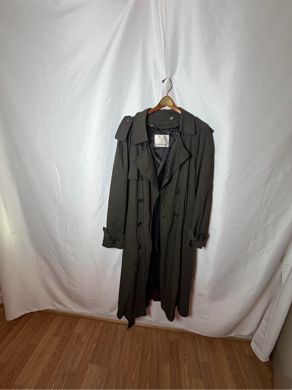 London Fog Men's Double-Breasted Trench Coat in Olive
